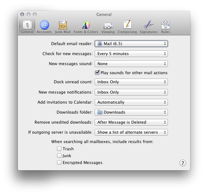 change the default setting for email app in mac